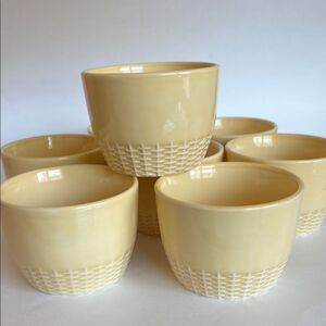 Martha Stewart Everyday Yellow Basket Embossed Ramekin Dessert Bowls Set of 8